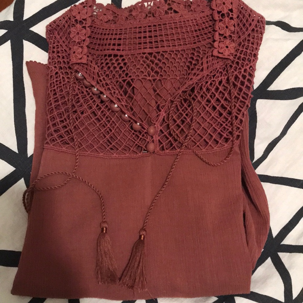 Free people blouse with crochet detail